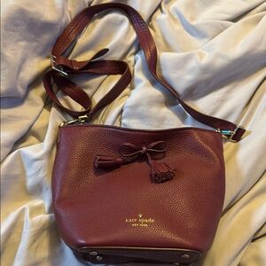 Kate Spade Burgundy Leather Bucket/ Crossbody Bag
